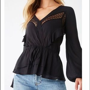Black Forever 21 blouse with tags. Size large